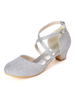 chaussures fille de fleur argent paillettes boucle métal réglable