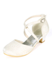 Chaussures fille de fleur en dentelle avec boucle réglable ivoire
