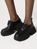 Chaussures gothiques Lolita à bout rond noir à talon épais en cuir PU Lolita pompes