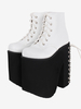 Chaussures gothiques Lolita avec œillets métalliques blancs bout rond chaussures Lolita en cuir PU