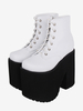 Chaussures gothiques Lolita avec œillets métalliques blancs escarpins Lolita en cuir PU à bout rond