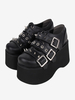 Chaussures gothiques Lolita avec œillets métalliques noirs escarpins Lolita en cuir PU à bout rond