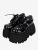 Chaussures gothiques Lolita avec rivets métalliques noirs chaussures Lolita en cuir PU à bout rond