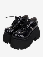 Chaussures gothiques Lolita avec rivets métalliques noirs chaussures Lolita en cuir PU à bout rond