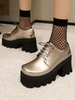 Chaussures gothiques Lolita Blond en cuir PU bout rond Chaussures Lolita