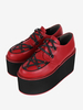 Chaussures gothiques Lolita bordeaux à lacets escarpins Lolita en cuir PU à bout rond