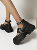 Chaussures gothiques Lolita Cuir Noir Pu Cuir Round Toe Daily Casual Lolita Chaussures