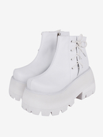 Chaussures gothiques Lolita en cuir PU blanc chaussures Lolita à talons compensés