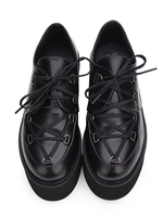 Chaussures gothiques Lolita Flatform noir à lacets à bout rond Pompes Lolita en cuir Synthétique Déguisements Halloween
