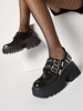 Chaussures gothiques Lolita noir bout rond talon épais en cuir PU chaussures Lolita