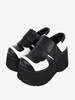 Chaussures gothiques Lolita noires chaussures Lolita en cuir PU à bout rond et bicolore