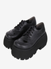 Chaussures gothiques épais Lolita noires en cuir PU à bout rond