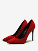 Chaussures habillées à talons aiguilles et bout pointu en daim à talons hauts rouges