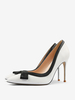 Chaussures habillées à talons hauts blancs pour femmes bout pointu nœud à enfiler