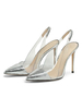 Chaussures habillées argentées femmes bout pointu Slingbacks transparents talons hauts