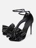 Chaussures habillées noires avec nœud froncé talon aiguille bride à la cheville soirée