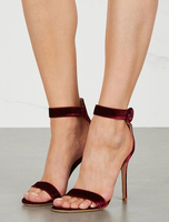 Chaussures habillées pour femmes en velours à bout ouvert avec bride à la cheville; chaussures de soirée à talons hauts