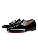 Chaussures habillées pour homme bout rond rivets noirs chaussures de soirée en cuir de vache à enfiler
