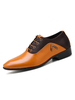 Chaussures habillées pour homme élégant bout pointu à lacets en cuir PU chaussures de costume jaune