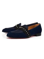 Chaussures habillées pour homme élégantes à bout rond et à boucle en cuir suédé; chaussures de costume bleu foncé