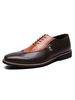 Chaussures habillées pour homme sangle à bout rond réglable bloc de couleur marron Synthétique cuir Oxford chaussures