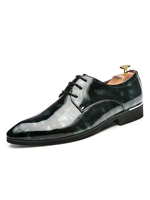 Chaussures habillées pour homme vertes fantastiques bout rond à lacets chaussures de costume en cuir PU