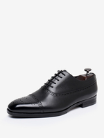 Chaussures habillées pour hommes à bout carré en cuir Brogue Derby Chaussures de mariage formelles