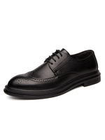 Chaussures habillées pour hommes à bout rond avec sangle réglable à lacets; hauts bas en cuir PU; Oxfords noirs