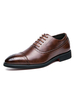 Chaussures habillées pour hommes à bout rond et à lacets réglables en cuir PU; chaussures de costume marron