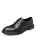 Chaussures habillées pour hommes à bout rond et à lacets réglables en cuir PU Chaussures de costume noires