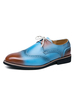 Chaussures habillées pour hommes à bout rond et à lacets réglables en cuir PU Oxfords bleus