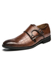 Chaussures habillées pour hommes à bout rond et à lacets réglables en cuir PU Oxfords marron