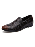 Chaussures habillées pour hommes à bout rond et à motif en crocodile
