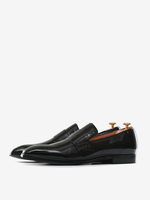 Chaussures habillées pour hommes chaussures modernes à bout rond à enfiler en PU verni pour bal de fin dannée mariage