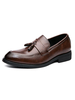 Chaussures habillées pour hommes à la mode bout rond sans lacet en cuir PU