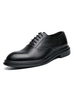 Chaussures habillées pour hommes avec bride à bout rond réglable en cuir PU à lacets Oxfords noirs
