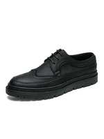 Chaussures habillées pour hommes avec bride à bout rond réglable en cuir PU à talon plat chaussures de costume noires