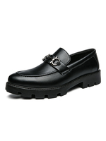 Chaussures habillées pour hommes; bout rond élégant; détails en métal; cuir PU