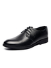 Chaussures habillées pour hommes bout rond sangle réglable à lacets en cuir PU chaussures de costume noir