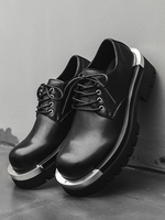 Chaussures habillées pour hommes modernes à bout rond avec détails en métal et cuir PU