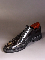 Chaussures habillées pour hommes modernes à bout rond et rivets en cuir de vache