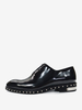 Chaussures habillées pour hommes pour mariage à bout rond à rivets en cuir verni de vache