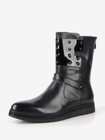 Chaussures Homme Bottes de Travail Bottines Cuir de Vachette Chic Noir Verni