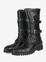 Chaussures Homme Bottes de Travail Rivet Bottines Cuir de Vachette Classique Noir