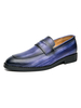Chaussures homme qualité bout rond sans lacet PU cuir bleu Oxfords chaussures