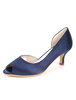 Chaussures Invité De Mariage Satin Peep Toe Chaton Talon Mère Chaussures Encre Bleu De Mariage Chaussures