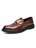 Chaussures Loafer pour hommes Cuir PU Rond Toile Toilet Détails Slip-On Brown Shoes