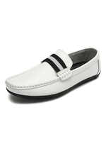 Chaussures Loafer pour hommes Populaire cuir PU Cuir Sangle Couleur Block Slip-On Blanc Casual Chaussures