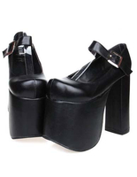 Chaussures lolita à plate-forme unicolores bouclées Déguisements Halloween