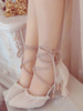 Chaussures Lolita abricot Chaussures Lolita en cuir PU à bout pointu en dentelle